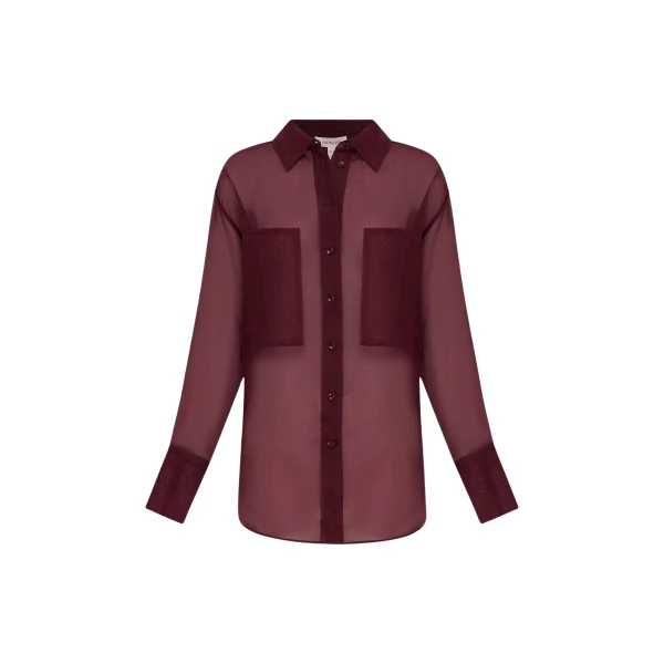 Shona Joy Tibby Silk Organza Shirt - Port Royale - Tops - Australian Luxury Eventwear at Coveti