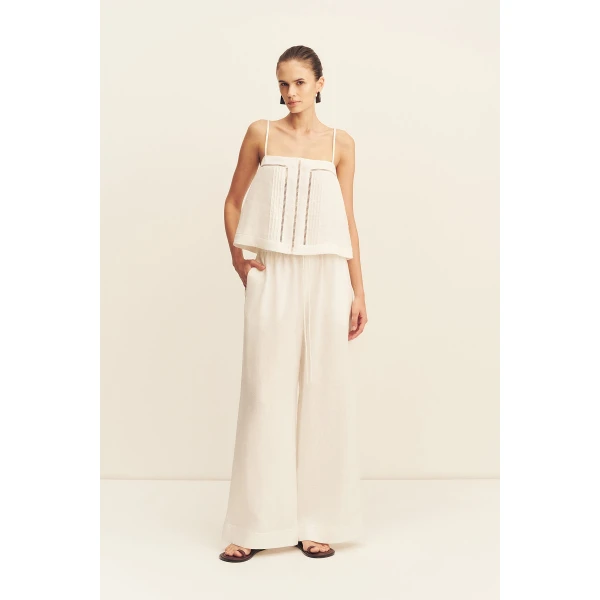 Shona Joy Tommy Linen Cami - Ivory - Tops - Australian Luxury Eventwear at Coveti