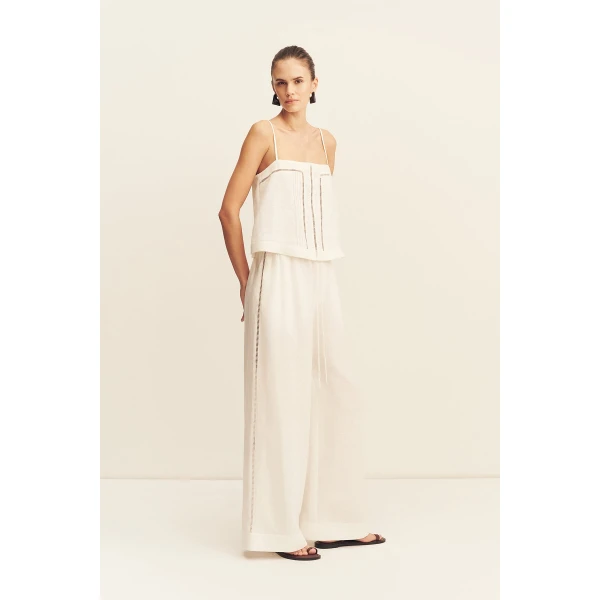 Shona Joy Tommy Linen Cami - Ivory - Tops - Australian Luxury Eventwear at Coveti