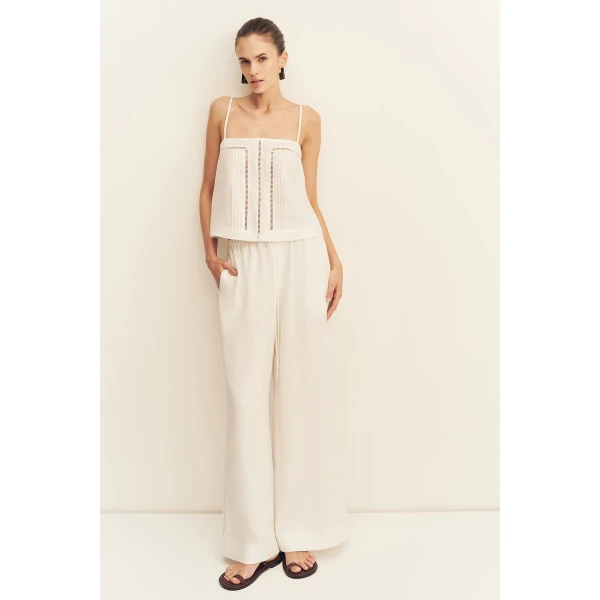 Shona Joy Tommy Linen Cami - Ivory - Tops - Australian Luxury Eventwear at Coveti