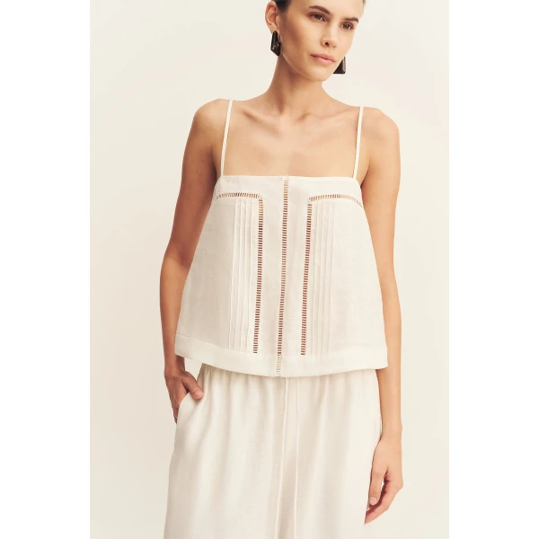 Shona Joy Tommy Linen Cami - Ivory - Tops - Australian Luxury Eventwear at Coveti