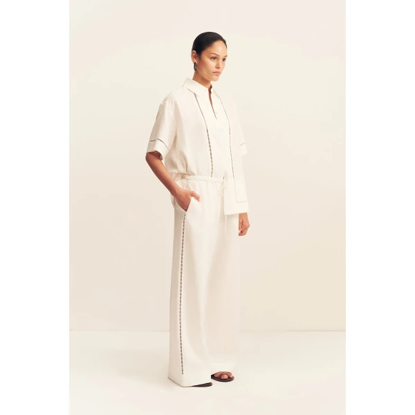 Shona Joy Tommy Linen Pant - Ivory - Pants - Australian Luxury Eventwear at Coveti