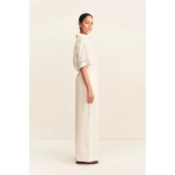 Shona Joy Tommy Linen Pant - Ivory - Pants - Australian Luxury Eventwear at Coveti