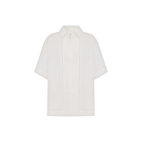 Shona Joy Tommy Linen Shirt - Ivory - Tops - Australian Luxury Eventwear at Coveti