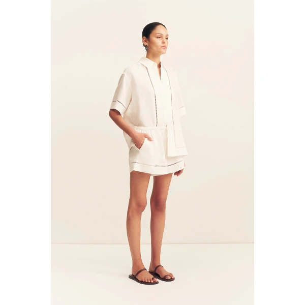 Shona Joy Tommy Linen Short - Ivory - Shorts - Australian Luxury Eventwear at Coveti