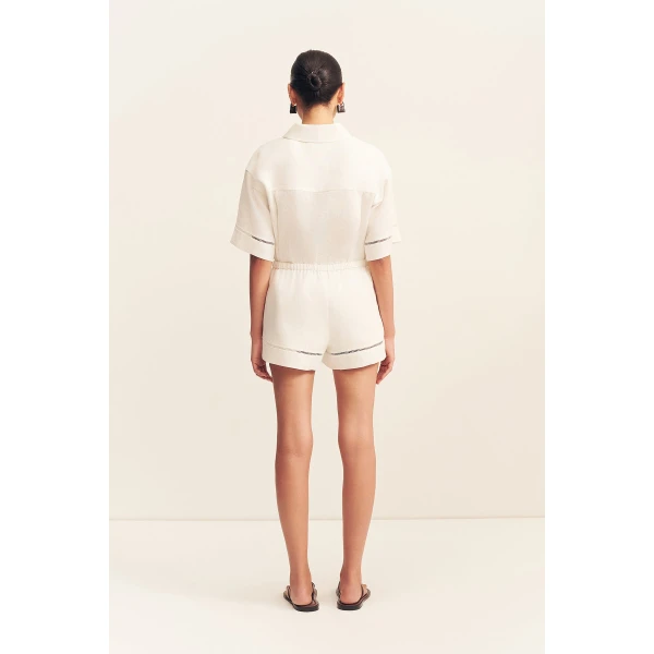 Shona Joy Tommy Linen Short - Ivory - Shorts - Australian Luxury Eventwear at Coveti