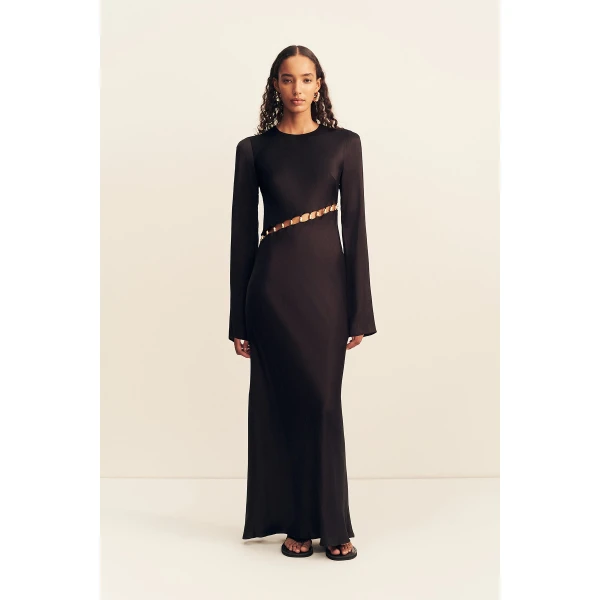 Shona Joy Winslow Asymmetric Maxi Dress With Beads - Black - Dresses - Australian Luxury Eventwear at Coveti