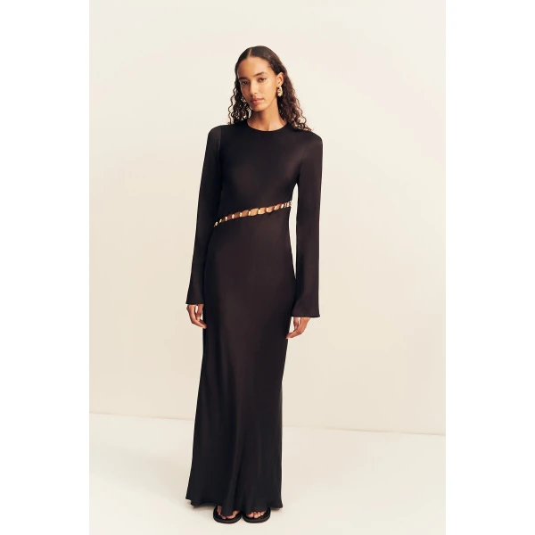 Shona Joy Winslow Asymmetric Maxi Dress With Beads - Black - Dresses - Australian Luxury Eventwear at Coveti