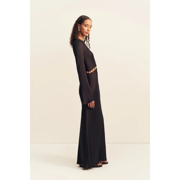 Shona Joy Winslow Asymmetric Maxi Dress With Beads - Black - Dresses - Australian Luxury Eventwear at Coveti