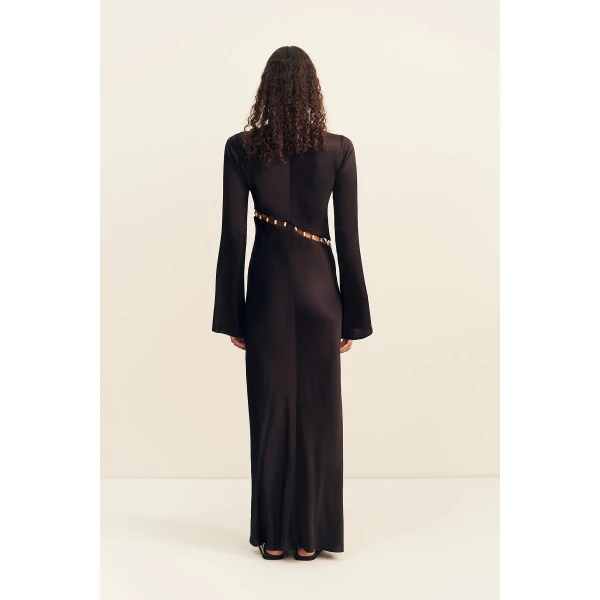 Shona Joy Winslow Asymmetric Maxi Dress With Beads - Black - Dresses - Australian Luxury Eventwear at Coveti