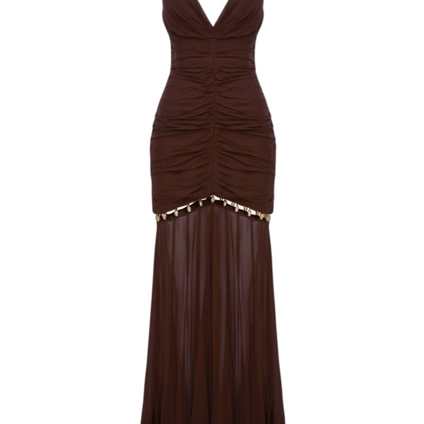 Shona Joy emilie gathered maxi dress with beads - ristretto - Dresses - Australian Luxury Eventwear at Coveti