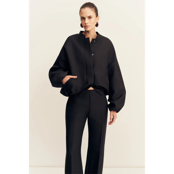 Shona Joy otis oversized bomber jacket - black - Jackets - Australian Luxury Eventwear at Coveti