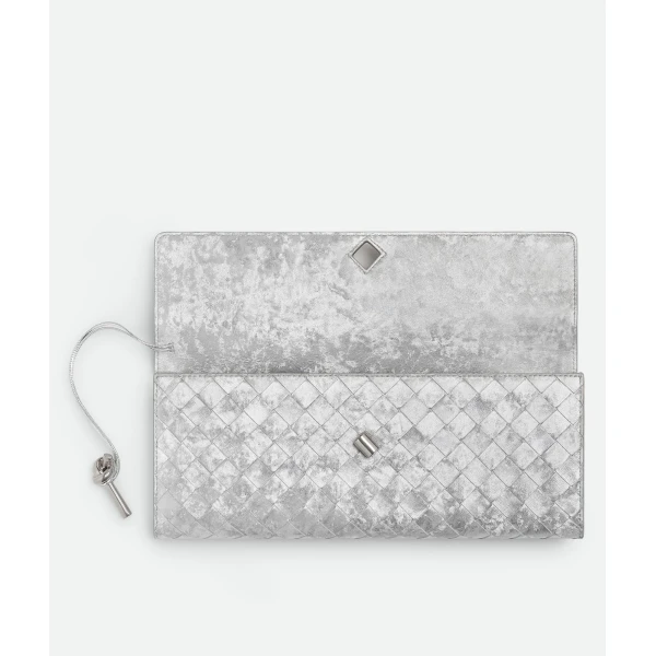 Khaite Women's Andiamo Clutch in Silver - Silver Clutch Bags - The Lotus Tote Bag - Shop at Coveti
