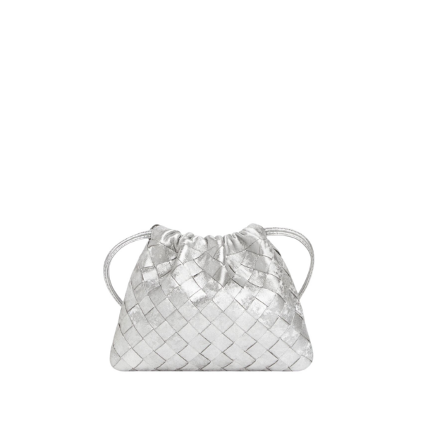 Khaite Women's Small Dustbag in Silver - Silver Shoulder & Crossbody Bags - The Lotus Tote Bag - Shop at Coveti