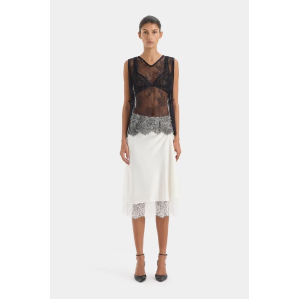 Sir The Label Ingrid Lace Midi Skirt, view 2