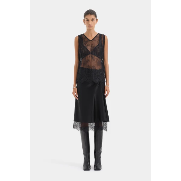 Sir The Label Ingrid Lace Midi Skirt, view 2