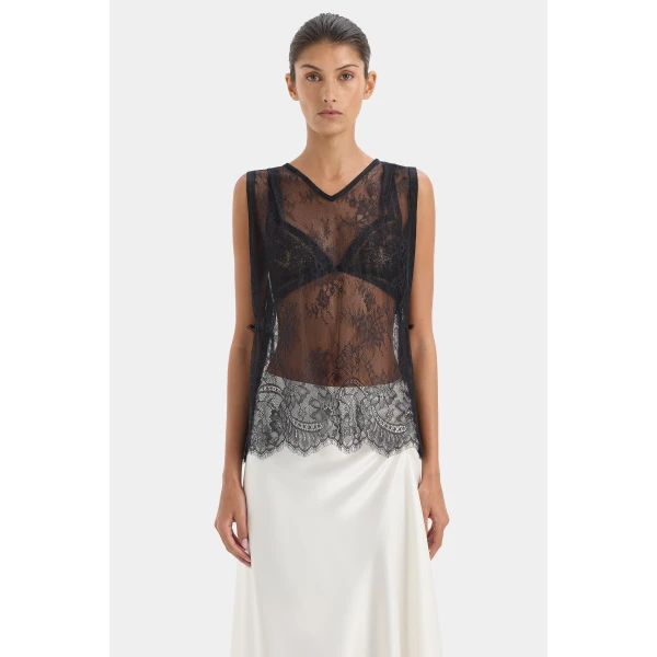 Sir The Label Ingrid Lace Midi Skirt, view 5