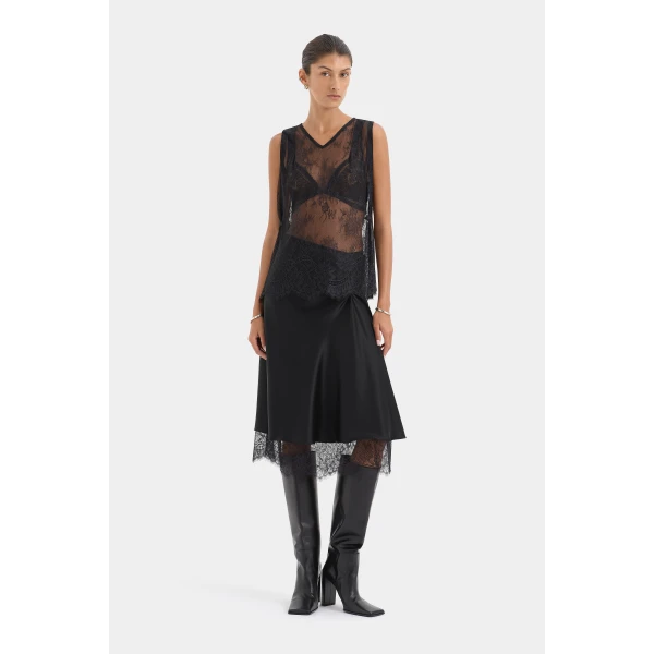 Sir The Label Ingrid Lace Midi Skirt, view 5