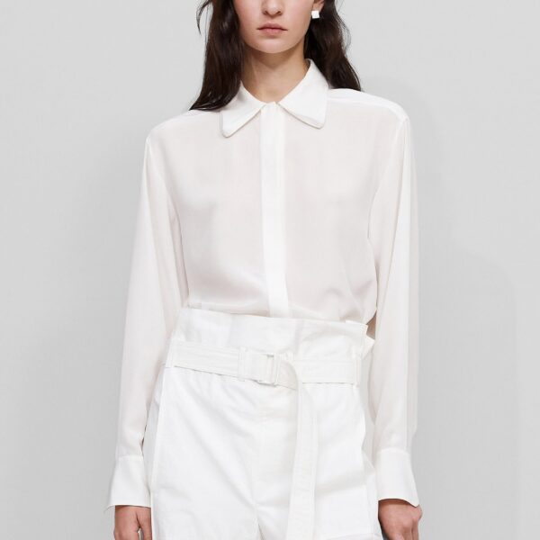 The Frankie Shop 3D-Collar Shirt - Ivory - Oversized Minimalist Tops in Ivory - Shop at Coveti
