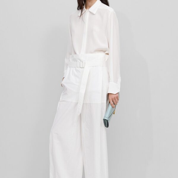 The Frankie Shop 3D-Collar Shirt - Ivory - Oversized Minimalist Tops in Ivory - Shop at Coveti