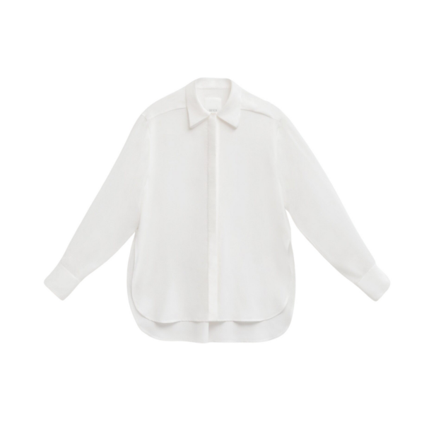 The Frankie Shop 3D-Collar Shirt - Ivory - Oversized Minimalist Tops in Ivory - Shop at Coveti