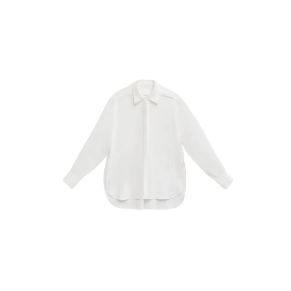 The Frankie Shop 3D-Collar Shirt - Ivory - Oversized Minimalist Tops in Ivory - Shop at Coveti