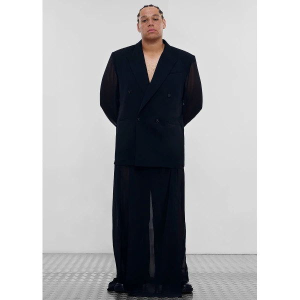 The Frankie Shop 4-Button Double-Breasted Sheer Jacket – Black, view 6