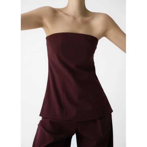 The Frankie Shop Abbie Strapless Top – Burgundy, view 4