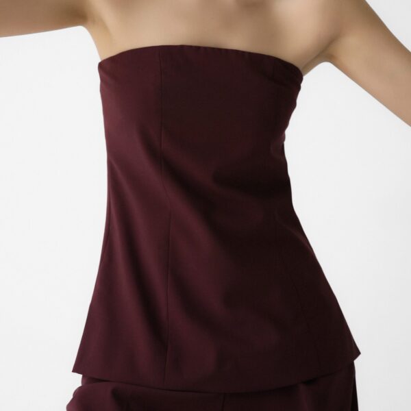 The Frankie Shop Abbie Strapless Top - Burgundy - Oversized Minimalist Jackets in Red - Shop at Coveti