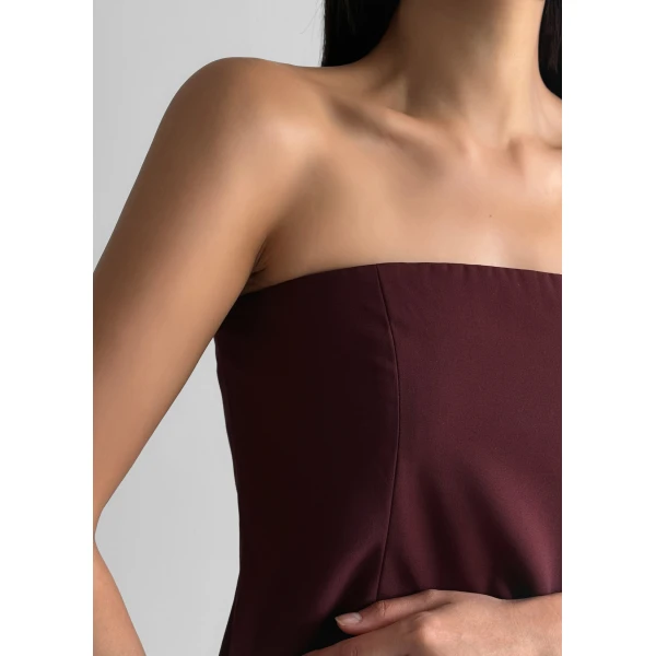 The Frankie Shop Abbie Strapless Top – Burgundy, view 5