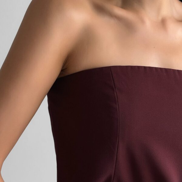 The Frankie Shop Abbie Strapless Top - Burgundy - Oversized Minimalist Jackets in Red - Shop at Coveti