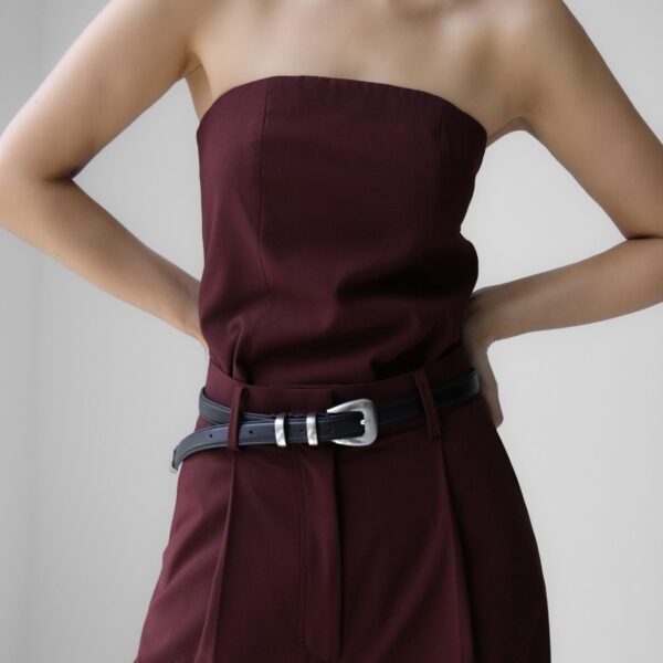 The Frankie Shop Abbie Strapless Top - Burgundy - Oversized Minimalist Jackets in Red - Shop at Coveti