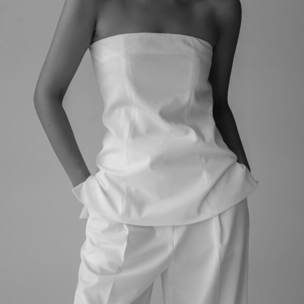 The Frankie Shop Abbie Strapless Top - White - Oversized Minimalist Tops in White - Shop at Coveti