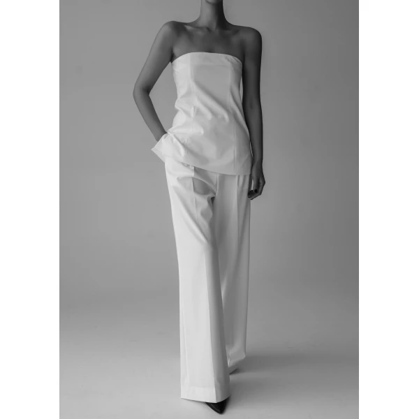 The Frankie Shop Abbie Strapless Top – White, view 3