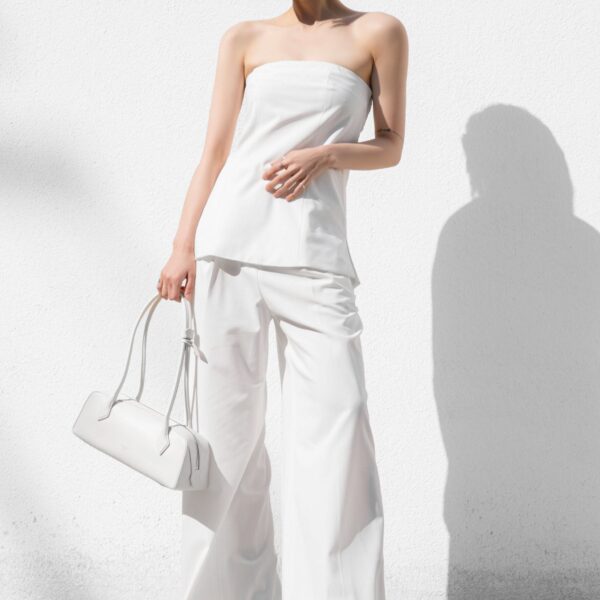 The Frankie Shop Abbie Strapless Top - White - Oversized Minimalist Tops in White - Shop at Coveti