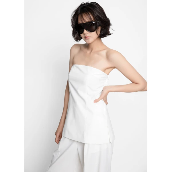 The Frankie Shop Abbie Strapless Top – White, view 6