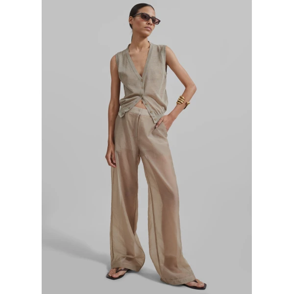 The Frankie Shop Abra Sheer Trousers – Beige, view 2