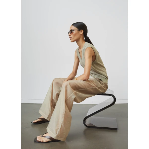 The Frankie Shop Abra Sheer Trousers – Beige, view 3