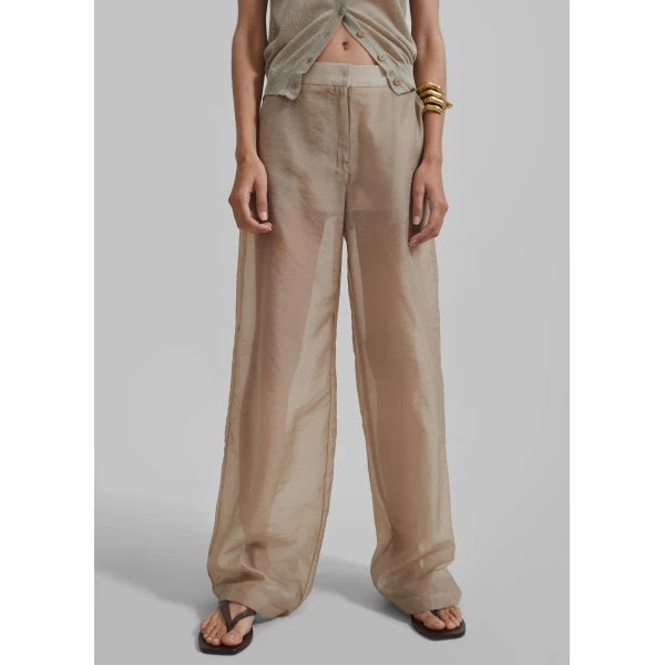The Frankie Shop Abra Sheer Trousers – Beige, view 4
