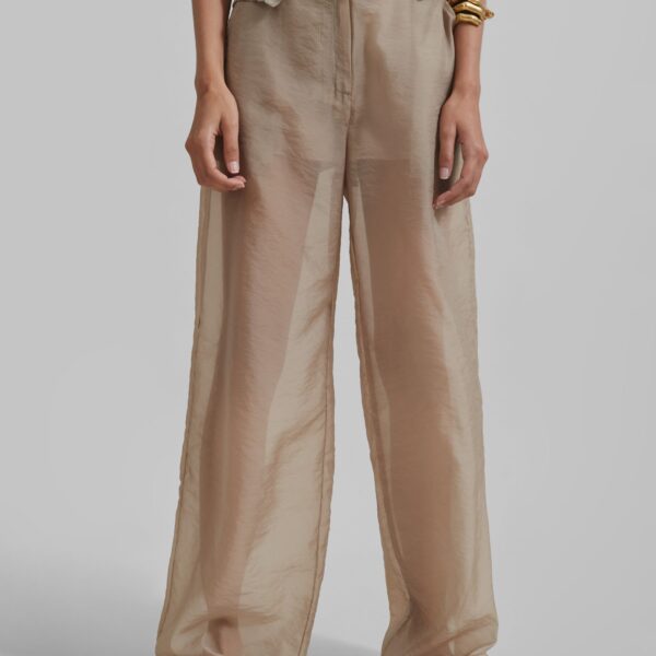 The Frankie Shop Abra Sheer Trousers - Beige - Oversized Minimalist Pants in Beige - Shop at Coveti
