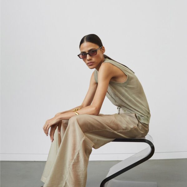 The Frankie Shop Abra Sheer Trousers - Beige - Oversized Minimalist Pants in Beige - Shop at Coveti