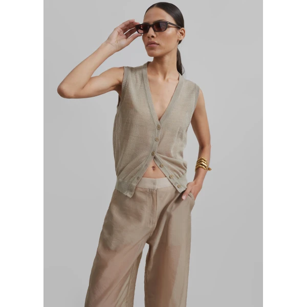 The Frankie Shop Abra Sheer Trousers – Beige, view 6