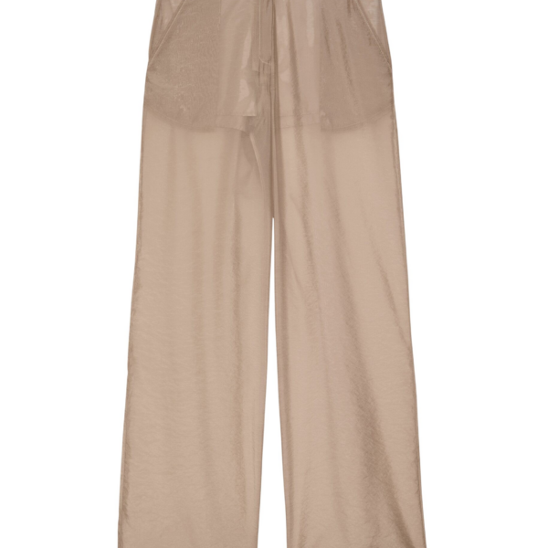 The Frankie Shop Abra Sheer Trousers - Beige - Oversized Minimalist Pants in Beige - Shop at Coveti
