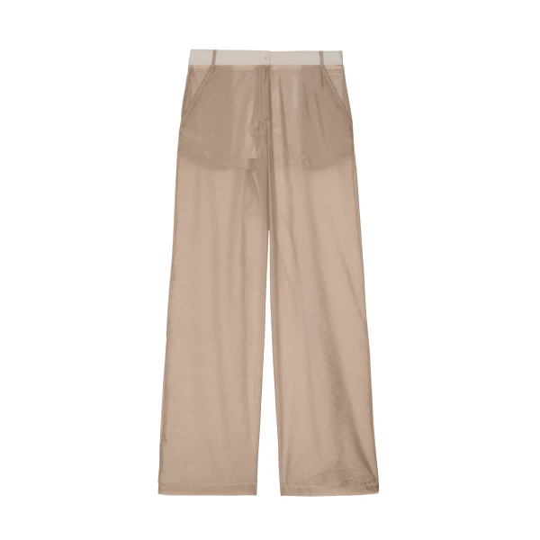 The Frankie Shop Abra Sheer Trousers - Beige - Oversized Minimalist Pants in Beige - Shop at Coveti