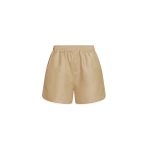 The Frankie Shop Adia Satin Boxer Shorts - Beige - Oversized Minimalist Shorts in Beige - Shop at Coveti