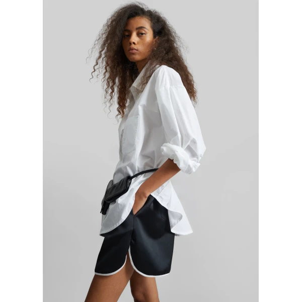 The Frankie Shop Adia Satin Boxer Shorts – Black, view 5