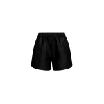 The Frankie Shop Adia Satin Boxer Shorts - Black - Oversized Minimalist Shorts in Black - Shop at Coveti