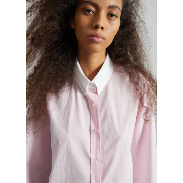 The Frankie Shop Aix Cropped Boxy Shirt – Pink, view 2