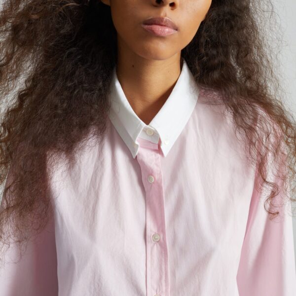 The Frankie Shop Aix Cropped Boxy Shirt - Pink - Oversized Minimalist Tops in Pink - Shop at Coveti