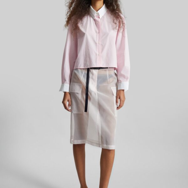 The Frankie Shop Aix Cropped Boxy Shirt - Pink - Oversized Minimalist Tops in Pink - Shop at Coveti